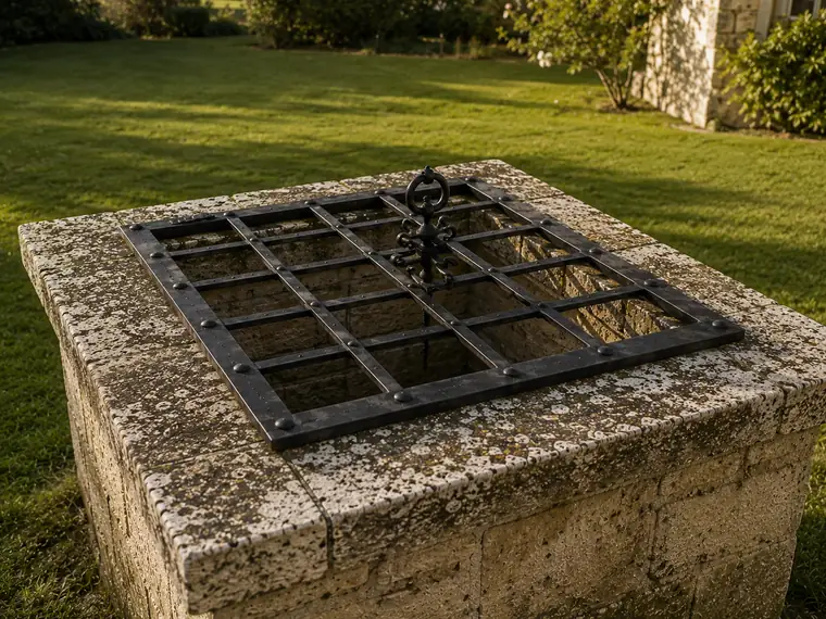 Grille carrée de puits en fer forgé