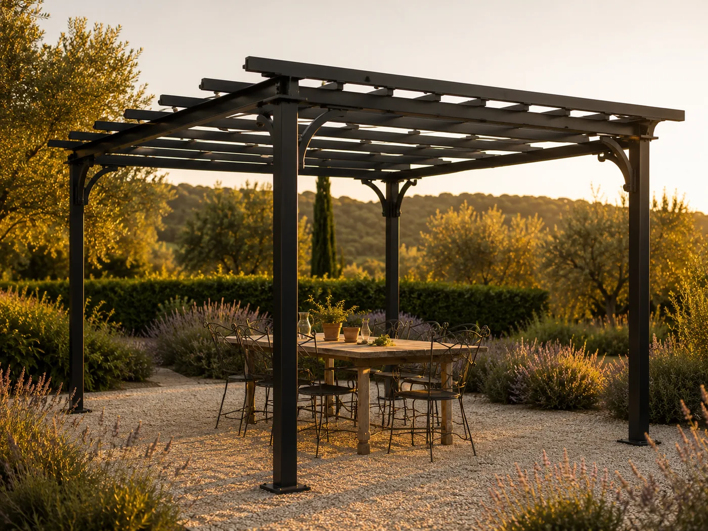 Pergola autoportée en fer forgé sur mesure